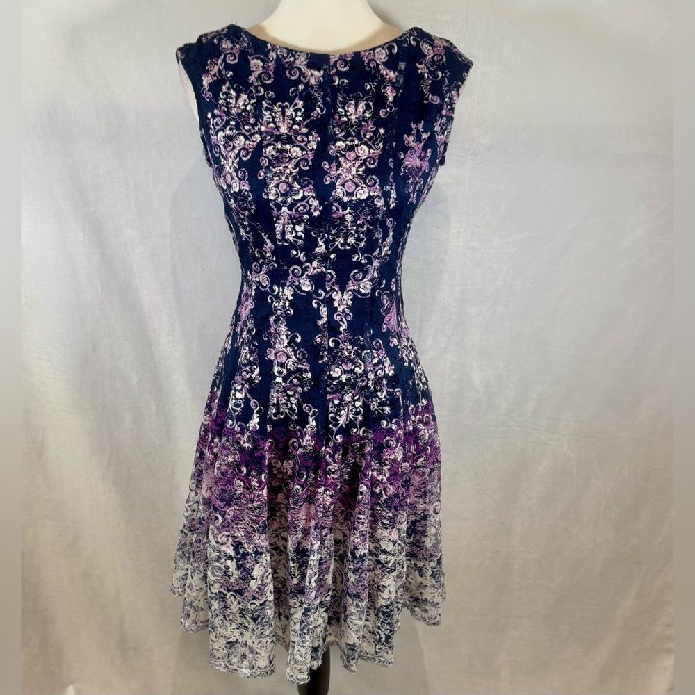 Danny & Nicole Navy lilac purple and white ombré lace fairy dress size 4